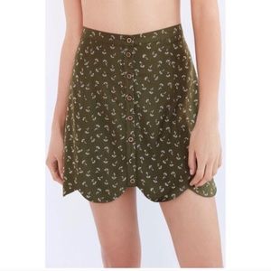 Urban Outfitters Green floral Scalloped Skirt